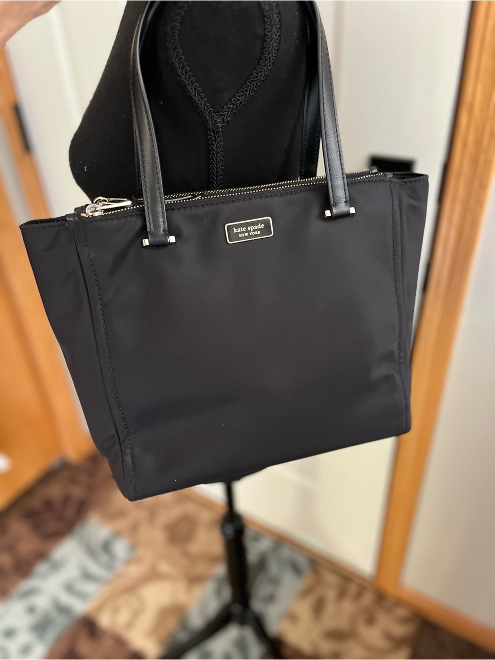 Kate Spade New York black Dawn classic durable nylon shoulder handbag purse.